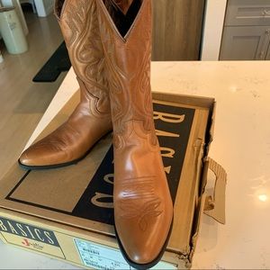 Vintage Justin Basics Tan Leather Boots Sz 7.5